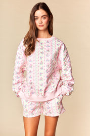 Meadow Quilted Floral Sweatshirt & Shorts Set