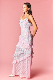 Celestine Patchwork Ruffle Lace Maxi Dress