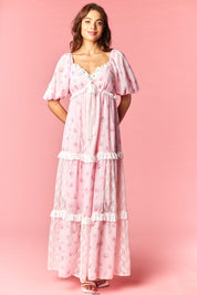 Marguerite Floral Lace Tiered Maxi Dress