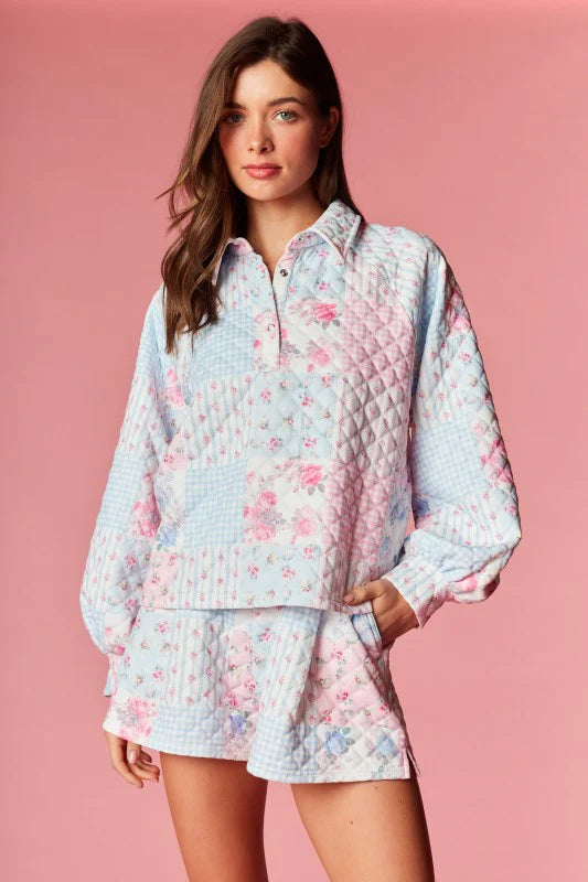Countryside Patchwork Quilted Polo & Shorts Set