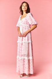 Marguerite Floral Lace Tiered Maxi Dress