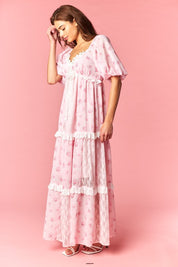 Marguerite Floral Lace Tiered Maxi Dress