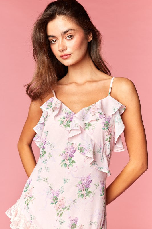 Lilette Floral Ruffle Lace Maxi Dress