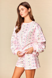 Meadow Quilted Floral Sweatshirt & Shorts Set