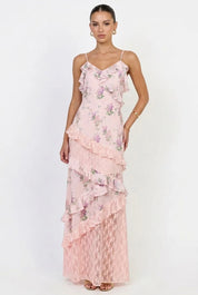 Lilette Floral Ruffle Lace Maxi Dress
