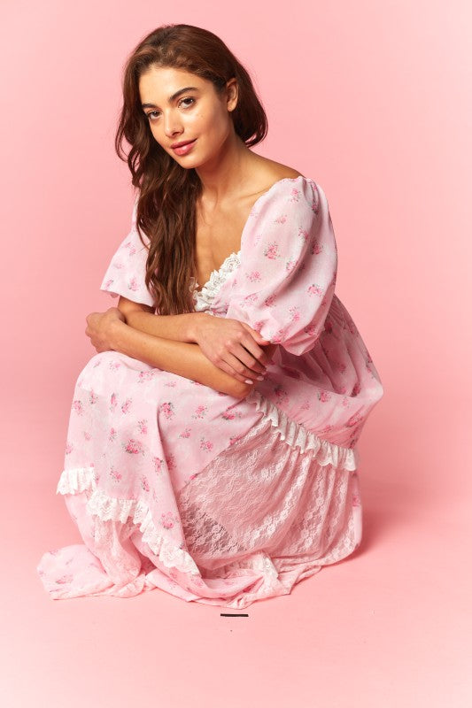 Marguerite Floral Lace Tiered Maxi Dress