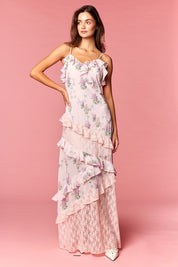 Lilette Floral Ruffle Lace Maxi Dress
