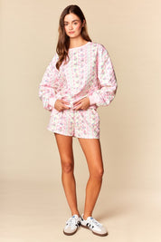 Meadow Quilted Floral Sweatshirt & Shorts Set