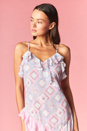 Celestine Patchwork Ruffle Lace Maxi Dress