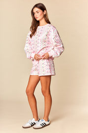 Meadow Quilted Floral Sweatshirt & Shorts Set