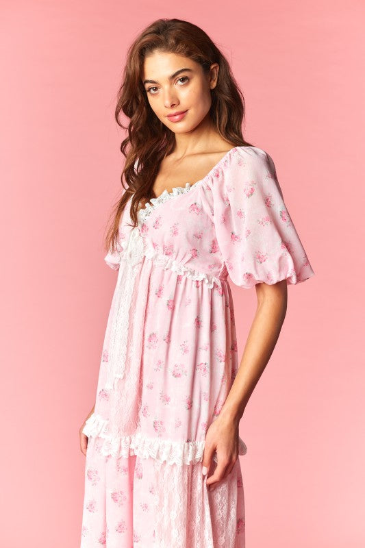 Marguerite Floral Lace Tiered Maxi Dress