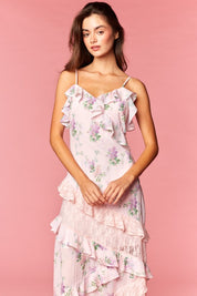 Lilette Floral Ruffle Lace Maxi Dress