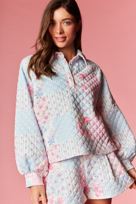 Countryside Patchwork Quilted Polo & Shorts Set