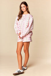 Meadow Quilted Floral Sweatshirt & Shorts Set