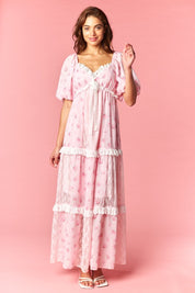 Marguerite Floral Lace Tiered Maxi Dress