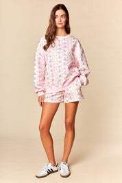 Meadow Quilted Floral Sweatshirt & Shorts Set