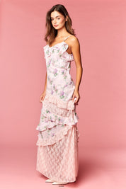Lilette Floral Ruffle Lace Maxi Dress