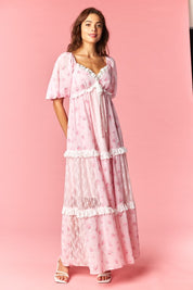 Marguerite Floral Lace Tiered Maxi Dress
