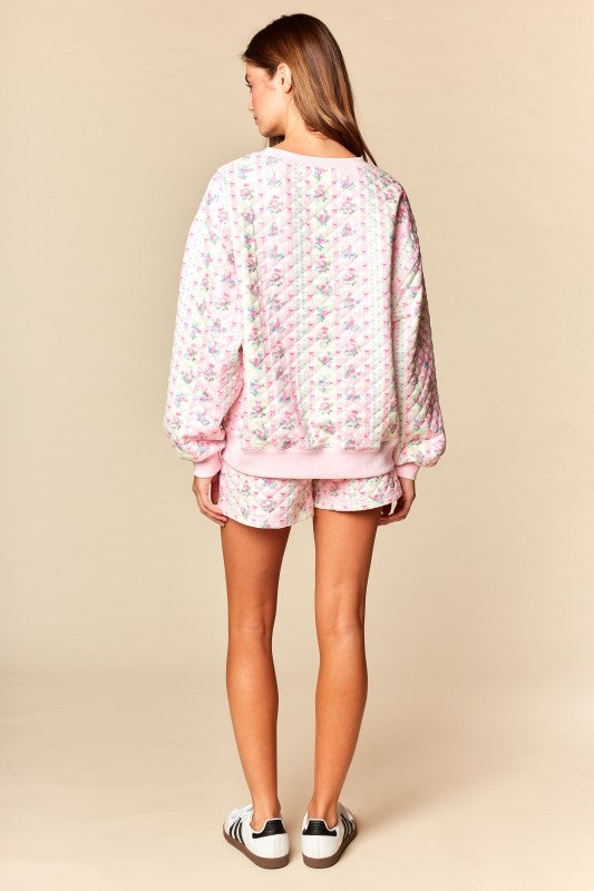 Meadow Quilted Floral Sweatshirt & Shorts Set