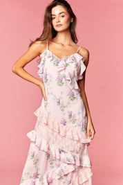 Lilette Floral Ruffle Lace Maxi Dress