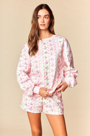 Meadow Quilted Floral Sweatshirt & Shorts Set