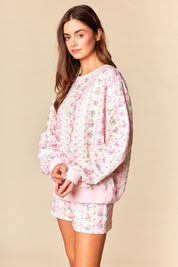 Meadow Quilted Floral Sweatshirt & Shorts Set