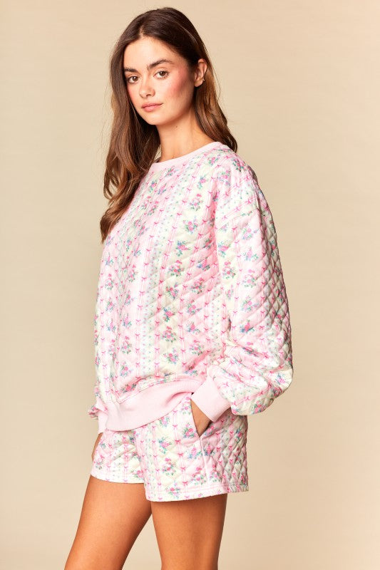 Meadow Quilted Floral Sweatshirt & Shorts Set