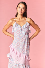 Celestine Patchwork Ruffle Lace Maxi Dress