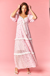 Marguerite Floral Lace Tiered Maxi Dress