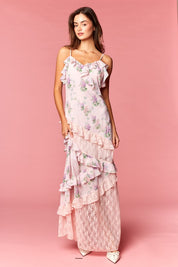 Lilette Floral Ruffle Lace Maxi Dress