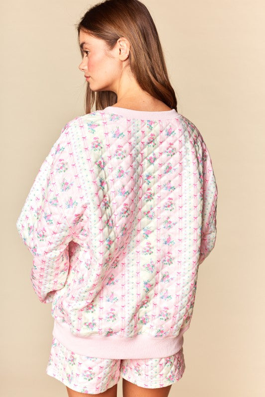 Meadow Quilted Floral Sweatshirt & Shorts Set