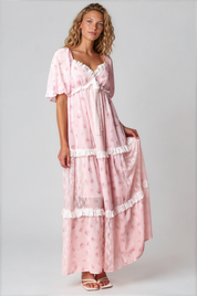 Marguerite Floral Lace Tiered Maxi Dress