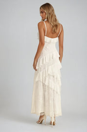 Seraphina Maxi Ruffled Dress with Lace Inserts