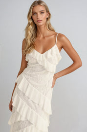 Seraphina Maxi Ruffled Dress with Lace Inserts