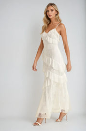 Seraphina Maxi Ruffled Dress with Lace Inserts