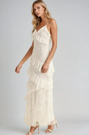 Seraphina Maxi Ruffled Dress with Lace Inserts
