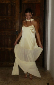 Lavienne Low Waist Sheer Maxi Dress with Scarf