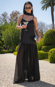 Lavienne Low Waist Sheer Maxi Dress with Scarf