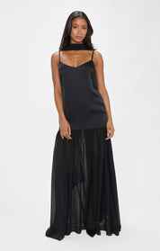 Lavienne Low Waist Sheer Maxi Dress with Scarf