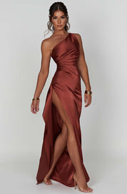 Aurelia Slit Satin Maxi Dress