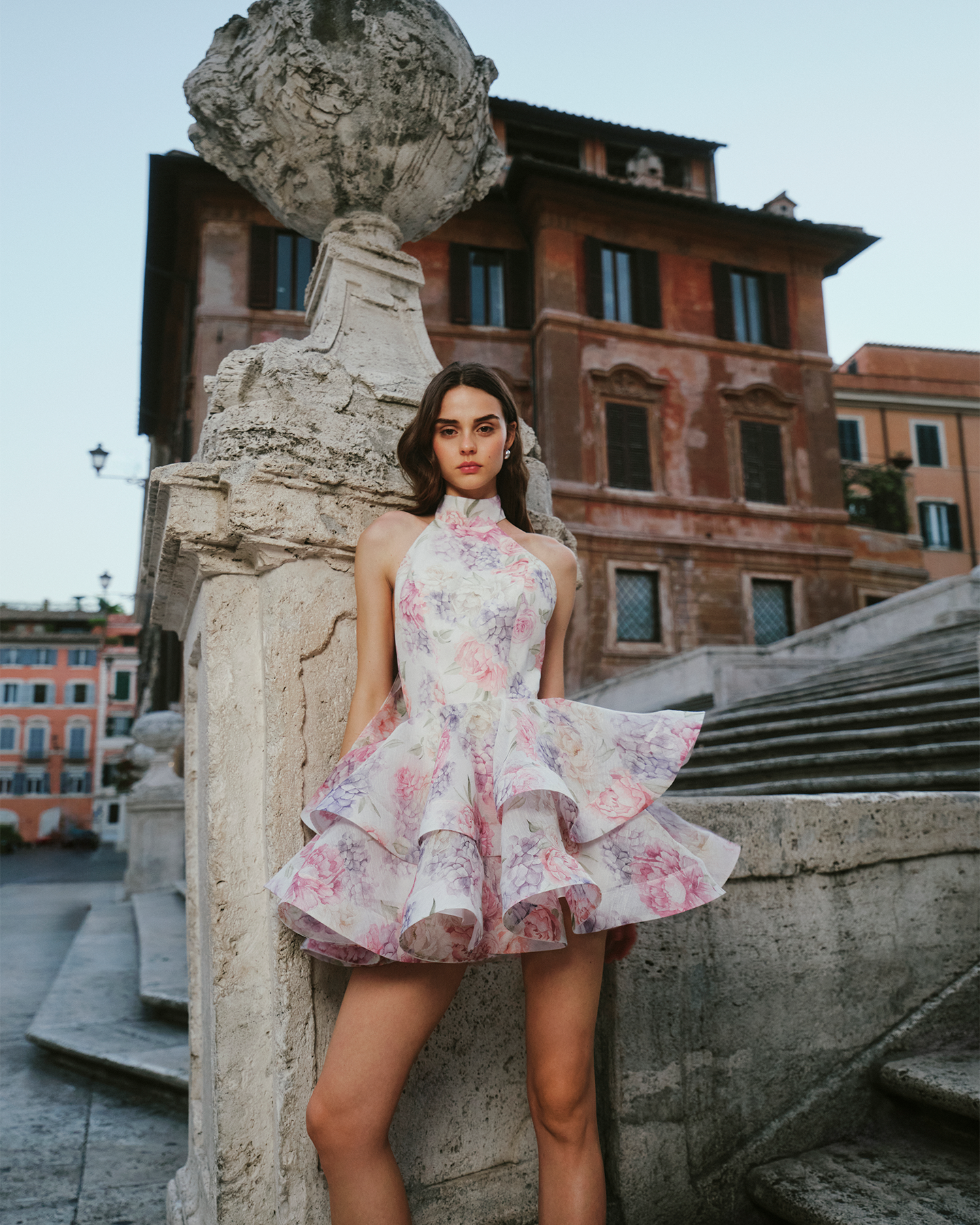 Riviera Bloom Bow Mini Dress