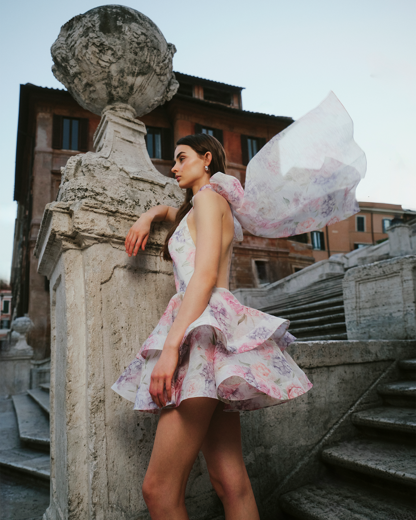 Riviera Bloom Bow Mini Dress