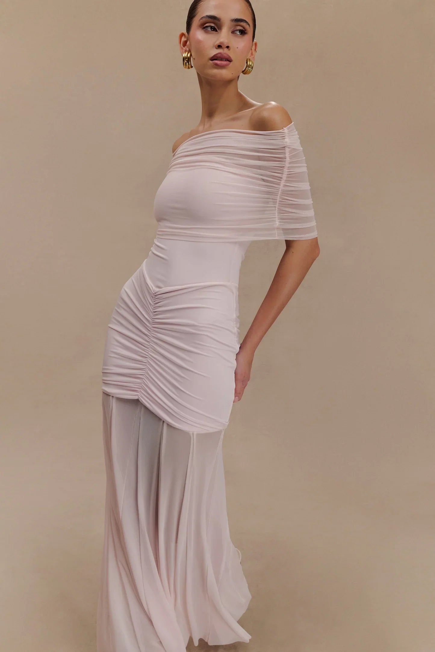 Jaide Off Shoulder Tulle Maxi Dress