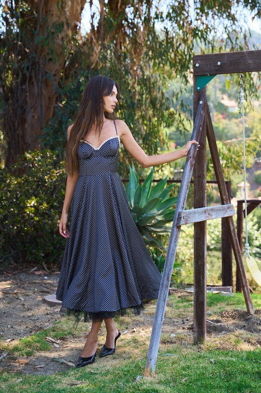 Vivian Polka Dot A-Line Midi Dress