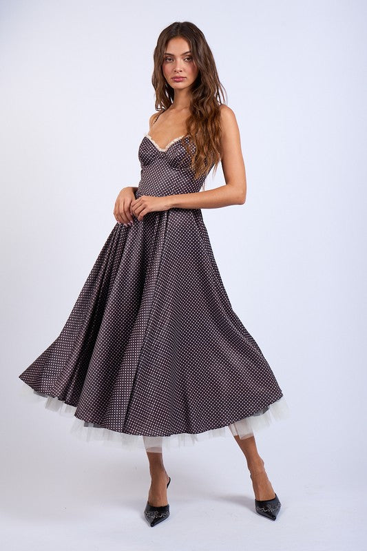 Vivian Polka Dot A-Line Midi Dress