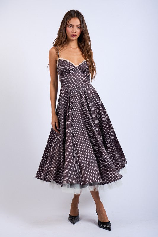 Vivian Polka Dot A-Line Midi Dress