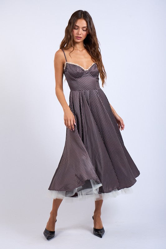 Vivian Polka Dot A-Line Midi Dress