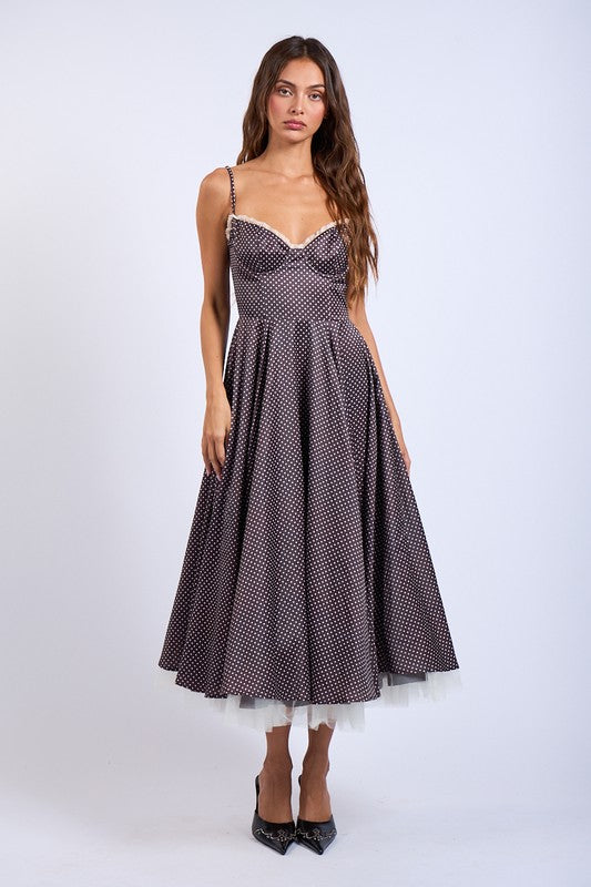 Vivian Polka Dot A-Line Midi Dress