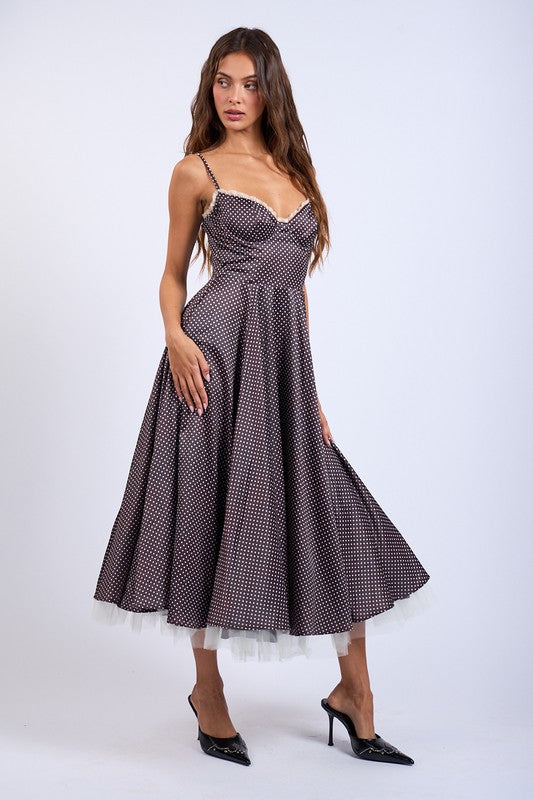 Vivian Polka Dot A-Line Midi Dress