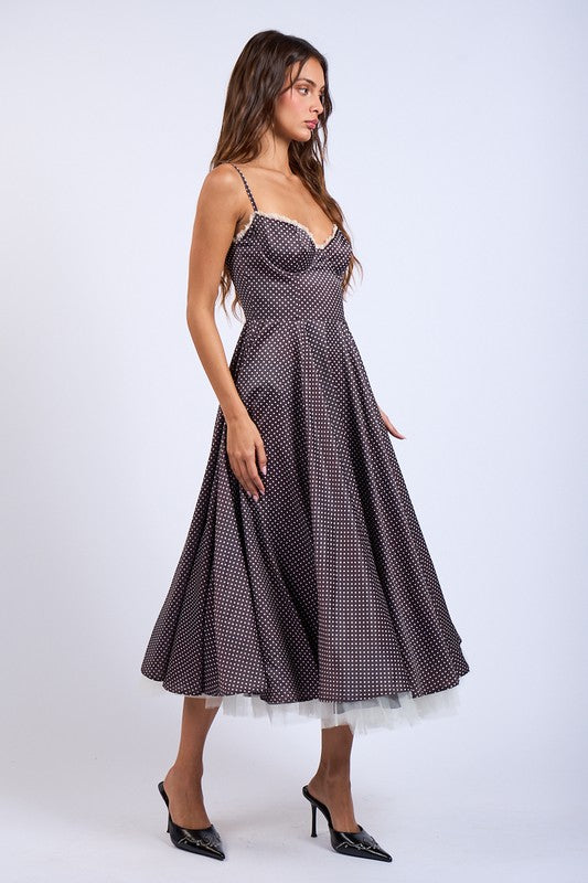 Vivian Polka Dot A-Line Midi Dress